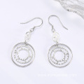 Jewelry Boho Large White CZ 925 Silver Earrings